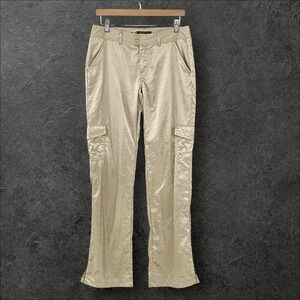 Vintage City Streets 90s Satin Cargo Pants Womens 9 Neutral Streetwear Utility